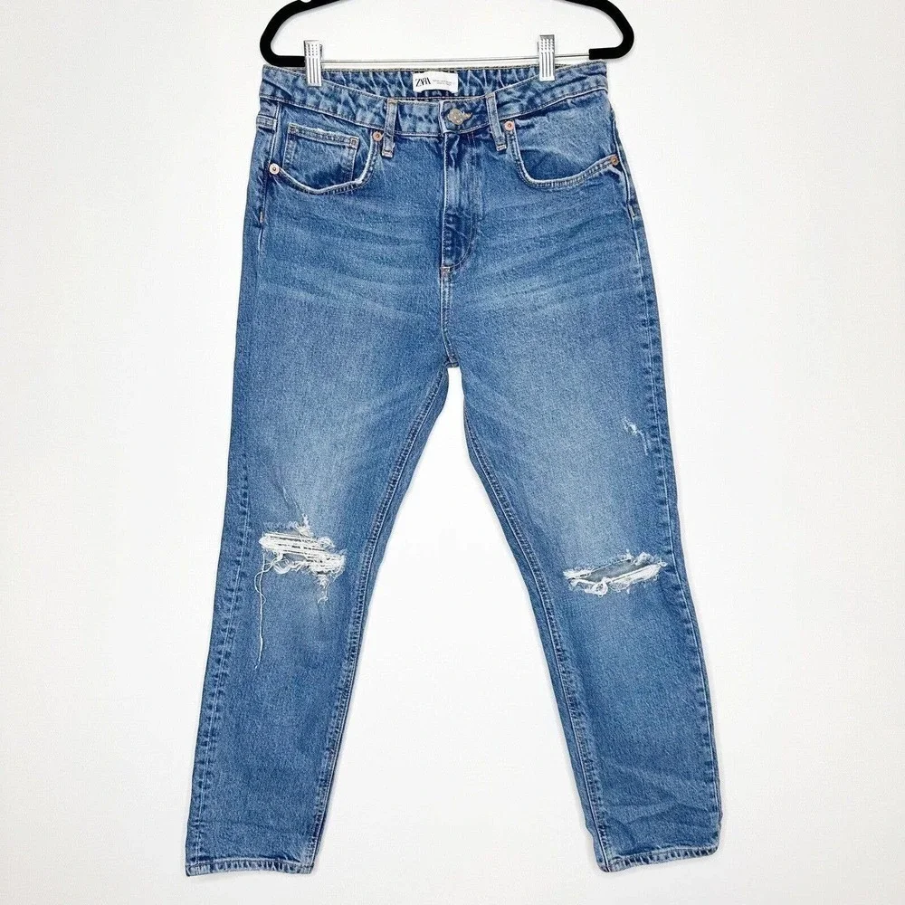 Zara High Waisted Straight Slim Leg Jeans Women's Size 8